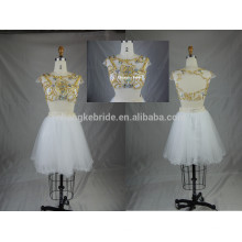 Shinning Beading Two Pieces Short Tulle Prom Dress com Open Back